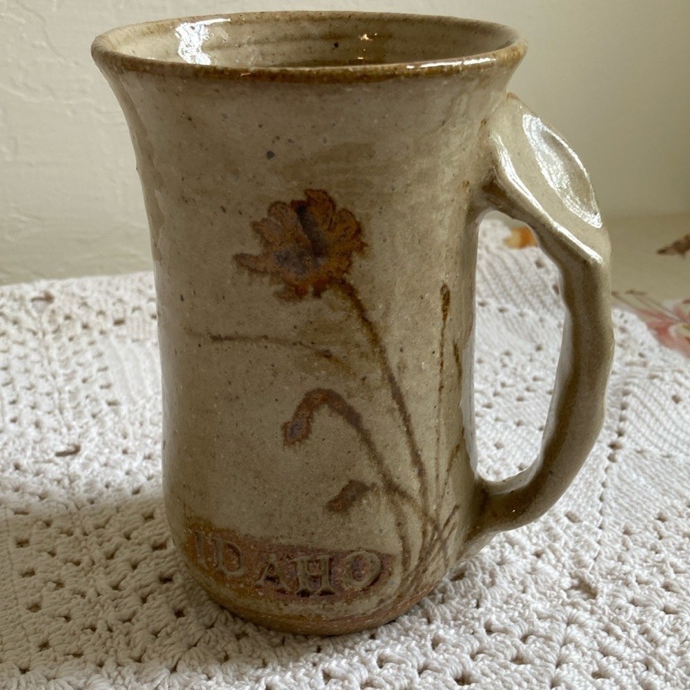 Mountain High Pottery new clay handmade mug Idaho floral natural